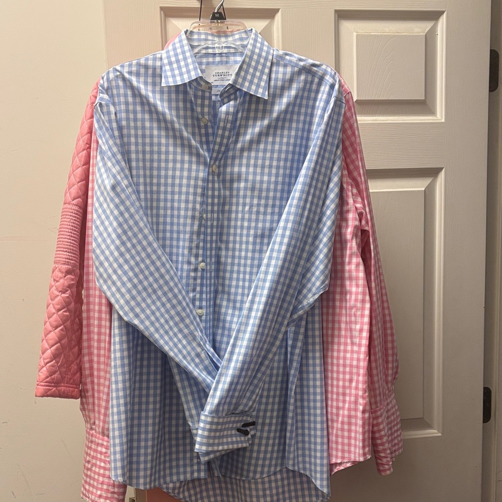Charles Tyrwhitt Blue and White Gingham Shirt